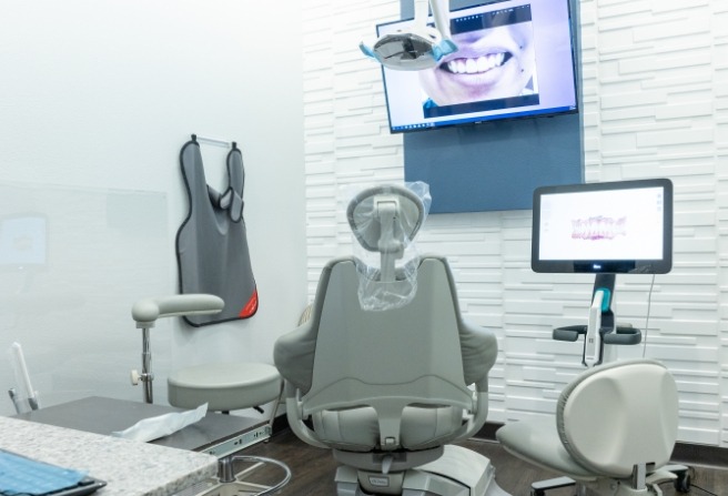 Gray dental treatment chair