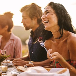 Two women eating lunch together