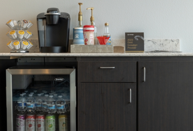 Refreshment station in reception area