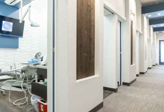 Hallway leading to dental treatment rooms