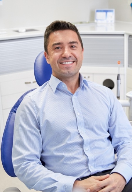 Man smiling during appointment for preventive dentistry in Sachse