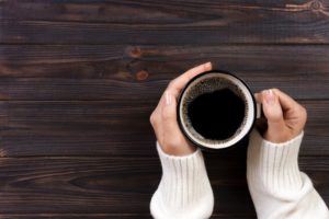 woman drinking coffee